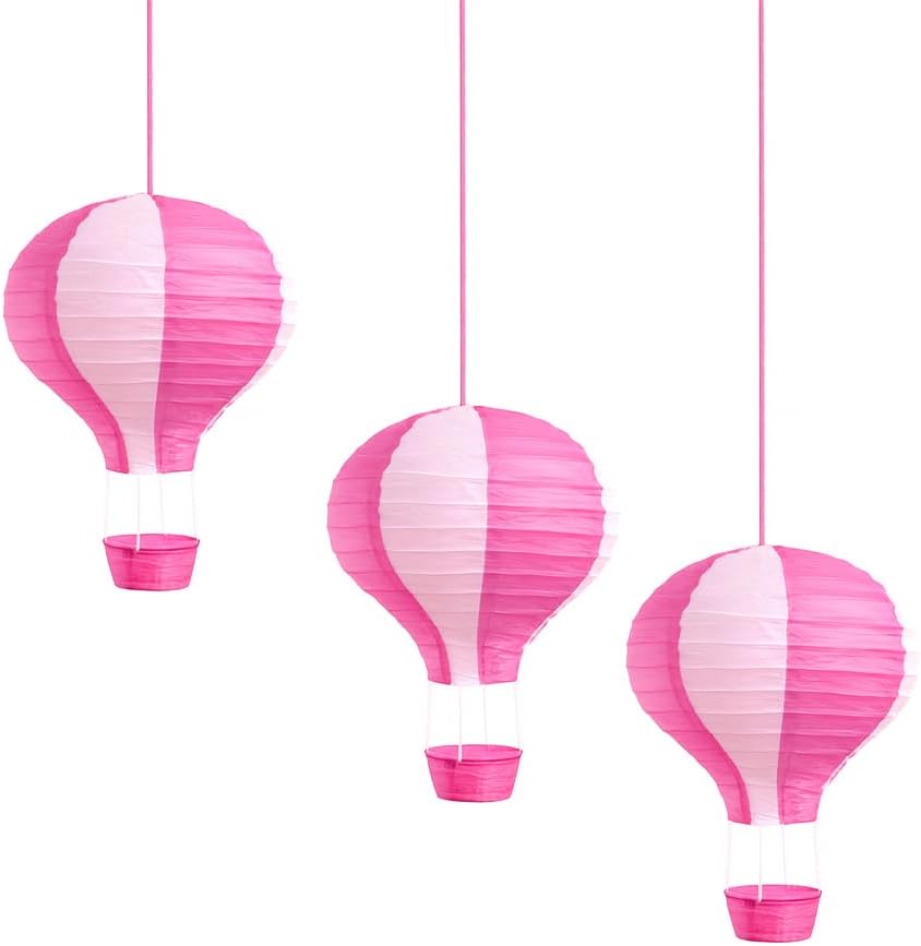 Pack of 3 Stripy Hot Air Balloon Paper Lantern Wedding Party Decoration Craft Lamp Shade (Purple, 10" (25CM))