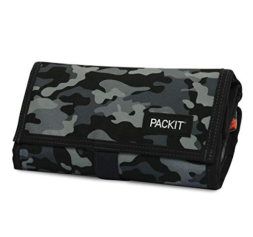 Packit® Freezable Lunch Bag, Charcoal Camo, Built With Ecofreeze® Technology, Foldable, Reusable, Zip And Velcro Closure With Buckle Handle, Perfect For Fresh Lunch On The Go #TOP3