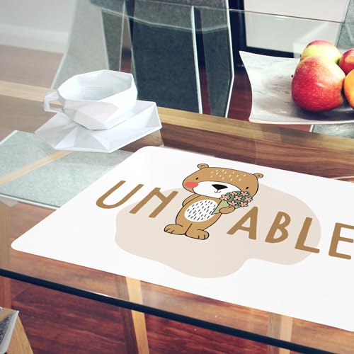 Sets de table souples en liège napperons blancs grand format ours dessin - 6