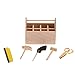 Produktbild Fenteer 1/12 Puppenhaus Miniatur Holz Werkzeugkiste Werkzeugkoffer Kit, Inkl. Schere, Hammer, Sägezahn, Peg Hammer, Tap und Box