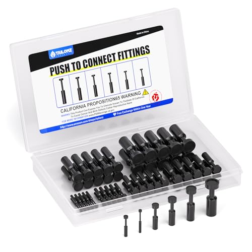 TAILONZ 1/8 5/32 1/4 3/8 5/16 1/2 Push-to-Connect Fitting Plug 60Pcs