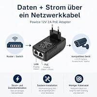 Powice PoE Injector 12V 2A, 24W Netzteil mit 2 RJ45 Ports – Ansicht 4