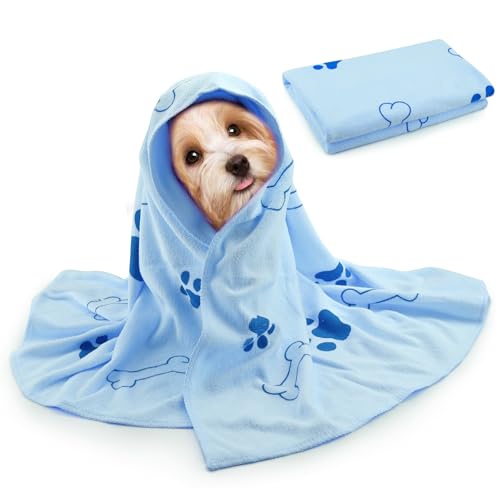 Cosiesnest Hundehandtuch, 60 x 100 cm, Hundehandtücher zum Trocknen von Hunden, 1 Stück, Mikrofaser, Hundebadetuch, Hundetrockner, ultra-saugfähig, dick, für alle Jahreszeiten, maschinenwaschbar und