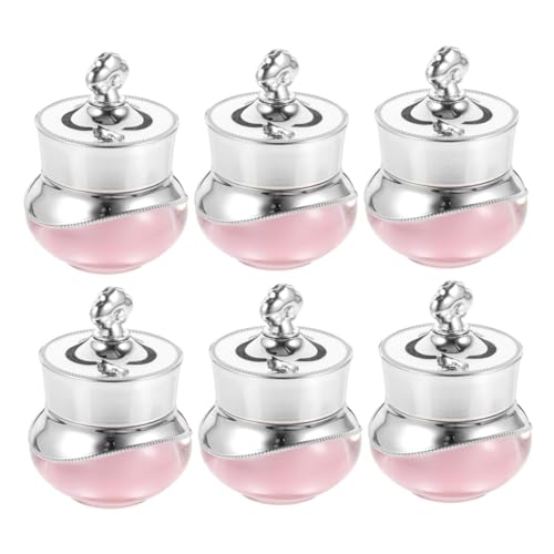 6個 アクリル王冠ボトル オイル ボトル 歯磨き粉 再利用可能 トラベルサイズのバスアメニティボトル シロップ クリームジャー 旅行瓶 クリームディスペンサー バニラ ピンク -