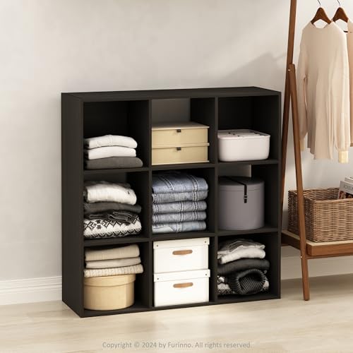 Image of Furinno PELLI Closet Organizers and Storage, 9-Cube Closet Organizer, Open Shelf Closet Storage, for Wardrobe, Bedroom, Living Room, Espresso