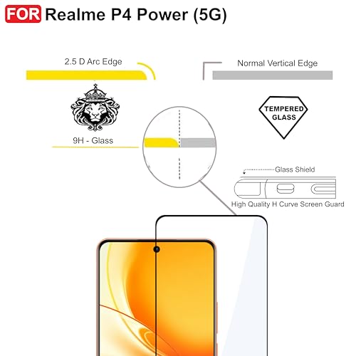 Image of CEDO Tempered Glass for Realme P4 Power (5G) | Screen Protector Full HD Quality Tempered Glass Anti-Scratch Edge to Edge Coverage with Easy Installation Kit (Black)