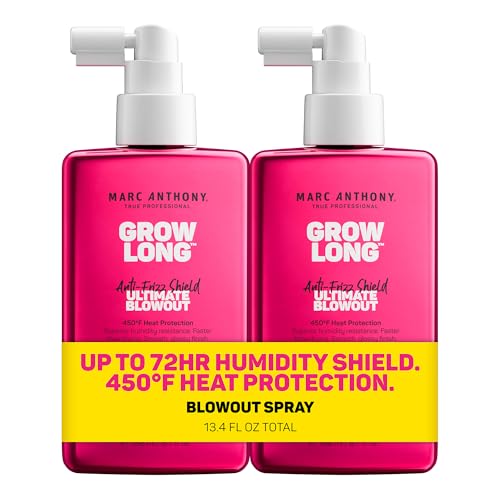 Image of Marc Anthony Anti-Frizz Shield Ultimate Blowout Spray, Grow Long - Smooth, Shiny Hair in High Humidity - Heat Protectant - 6.7 oz | Grow Long, Pack of 2