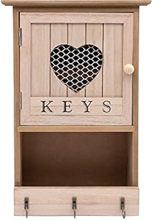 Wall Mounted Wooden 8 Key Box Cabinet Heart Keyhole Holder