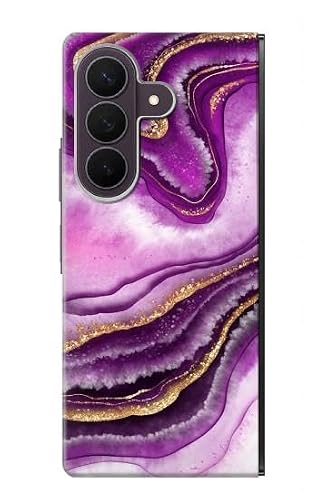 JP3896F8U ���F�̑嗝�΂̋��̋� Purple Marble Gold Streaks For Samsung Galaxy Z Fold 8 Ultra �p�P�[�X
