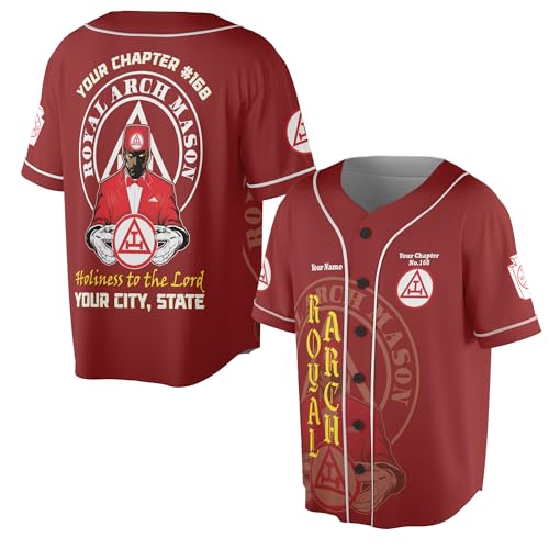 Custom Chapter Name Holy Royal Arch Mansonry PHA York Rite Freemason 3D Baseball Jersey S-5XL miniatura 1