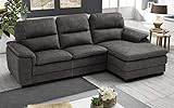 Nubuk Dafne Italian Design Ecksofa, 3-Sitzer, mit Halbinsel, rechts, Kunstleder, Nubuk-Optik, Dunkelbraun (275 x 158 x 94 cm)
