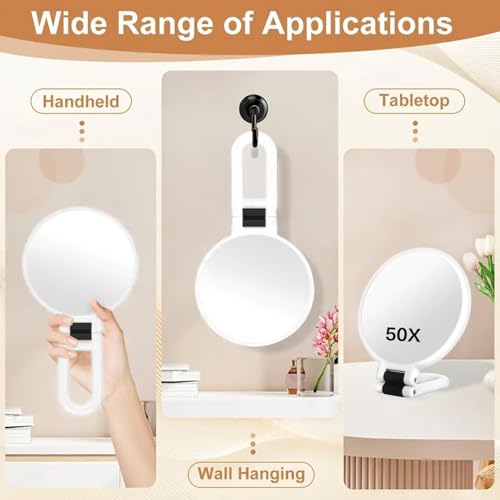 Espejo para maquillaje redondo 50X con soporte ajustable miniatura 3
