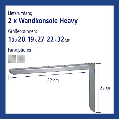 DIY Element System Wandkonsole Heavy- belastbare Metall- Konsole optimal geeignet für das Lagern hoher Gewichte, für Wandregale- 250 x 400 mm, verzinkt, 2 Stück-3
