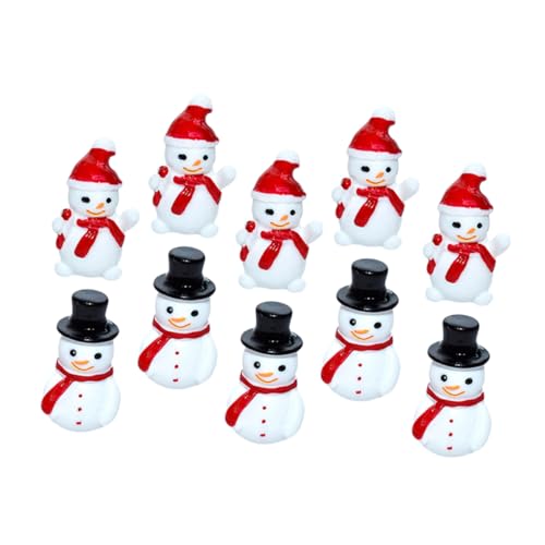 TOPPERFUN 10pièces Mini Bonhommes De Neige Résine Décorations De Noël Figurines pour Maison De Poupée à Neige Jardin Décoration De Bureau
