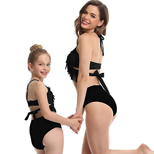 Rodzina Pasujące Sexy Czarne Bikini Set Swimsuit Kobiety Dziewczyny Stroje Kąpielowe Nowa Kobieta Pływanie Kostiumy Kąpi