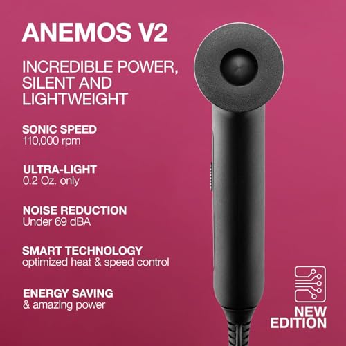 Elchim Anemos V2 Ultra Light & Quiet Hair Dryer - 1875W for All Hair Types