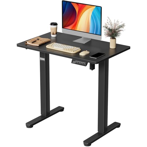 Image of JOY worker Small Electric Standing Desk, 31.5 inch x 20 inch Whole Piece Height Adjustable Desk with Memory Controller, Black Sit to Stand Workstation for Home Office