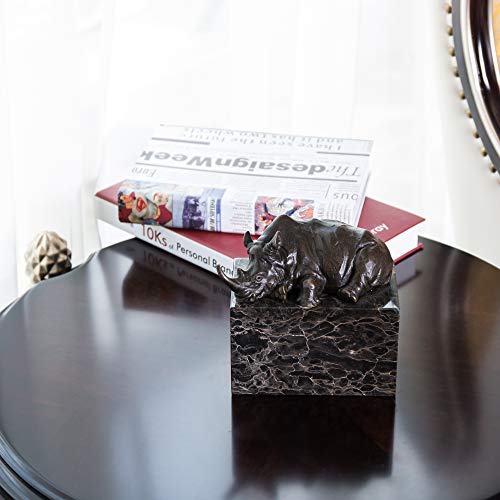 Toperkin Tpal-272 Rhinoceros Statue African Rhino Collectible Figurine, 5 Inch, Bronze #TOP2