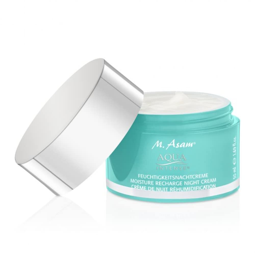 M. Asam Crema hidratante de noche Aqua Intense (50 ml) – Crema de noche con ácido hialurónico y silicio, crema facial hidratante, sin perfume y vegana, cuidado facial regenerador