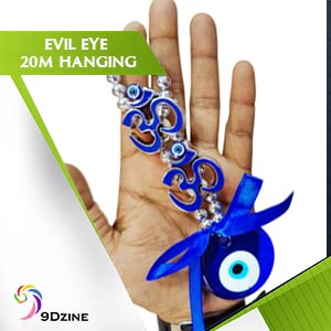 Image of Evil Eye Om Wall Hanging Decoration for Protection & Positivity | Nazar Battu for Home Entrance | Aesthetic Home Decor & Gift Item | Car Dashboard Accessories