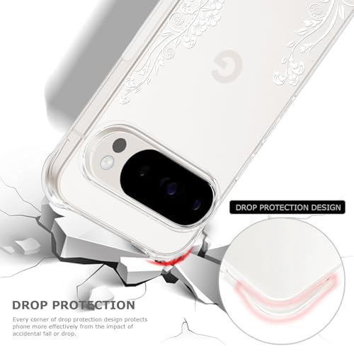 Coque Google Pixel 10 Pro XL transparente fleurs mignonnes et souples