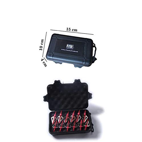 Pg1Archery 12 Pack 3 Fixed Blade Archery Hunting Broadheads 100 Grain With Case Arrow Head Screw-In Tips For Compound Bow & Crossbow Red #TOP4