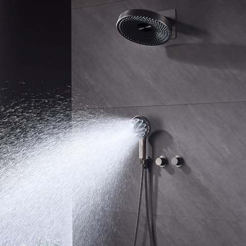 Ensemble de robinet de douche gris anti-calcaire et combo mural - 6