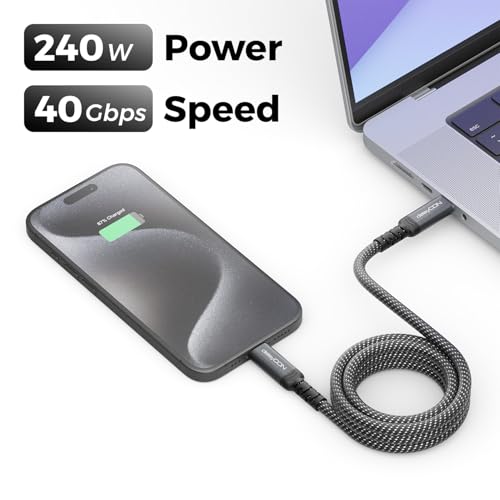 deleyCON 1m USB-C Kabel 40Gbps 240W USB 4.0 Ladekabel Datenkabel, DP Alt Mode, 8K@60Hz für Notebook, MacBook, Monitor, SSD, iPad, iPhone 17 16 Air Max Pro, Galaxy S25 usw.