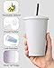 KTOB [16 oz. - 50 sets] Disposable Paper Cups with Paper Lids and Compostable Straws, Eco Friendly Non-Plastic Recyclable Cups with Covers for Iced Coffee 2