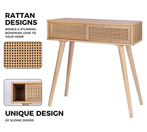 Console Table, 31" Console Tables For Entryway Small Entryway Table, Vanity Desk Rattan Dresser Side Table Entry Table Narrow Console Table Modern Hallway Table Boho Sofa Table For Living Room #TOP1