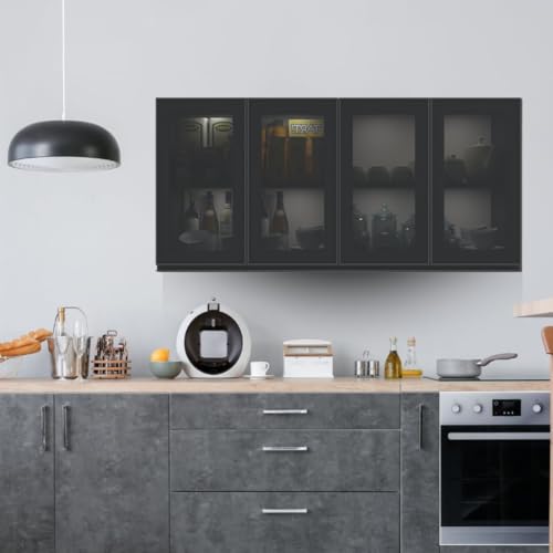 Image of SPECIALITY PANELS Multipurpose Cabinet with Modern Elegance Tinted Glass Wall Cabinet, Space Organizer for Office /Kitchen in (Dark Grey, 4 Glass Shutter)