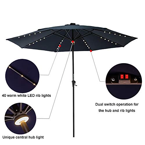 image for C-Hopetree 11 ft Outdoor Patio Market Umbrella with Solar LED Lights -