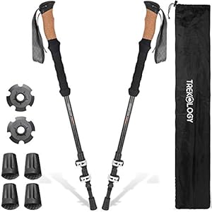 Trekology Wanderstöcke Carbon Teleskop, Trekkingstöcke, Nordic Walking Stöcke Verstellbar für Damen Herren, Ultraleichte…