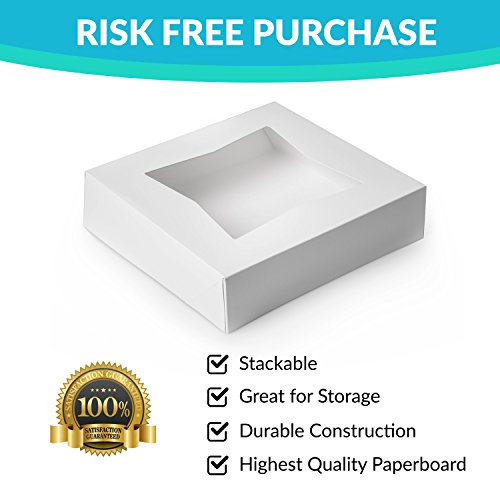 Cake Boxes - Set Of 15 Pie Window Boxes 10 Inches By 10 Inches By 2 1/2 Inches White Paperboard Bakery Box By Upper Midland Products #TOP5