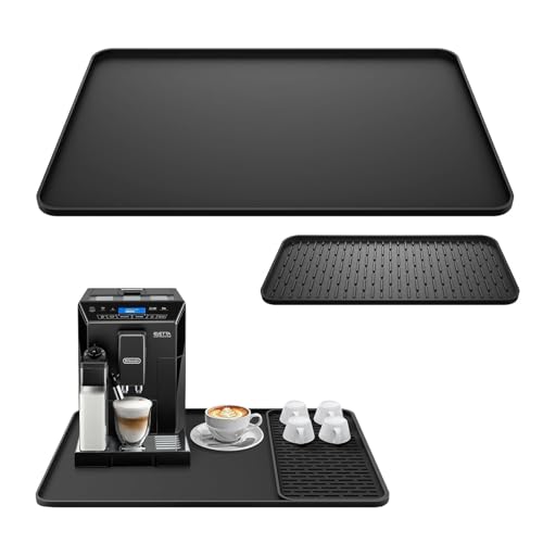 Tapis en silicone pour machine à café, 2 en 1 résistant à la chaleur et antidérapant, 40x60cm pour machine à café, 19x40cm pour séchage d’évier