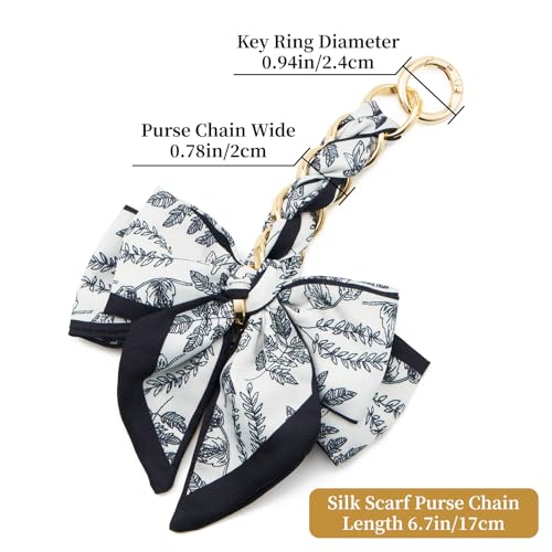 ZOOEASS Bag Extender Chain with Bow Ribbon Purse Chain Extender for Crossbody Bag Charms Women Handbag Decoration Accessories(White)