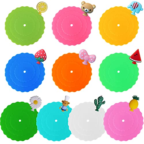 10 piezas Tapas de Silicona para Tazas,Cubierta de Taza de Antipolvo,Cubierta de Cristal de Silicona Antipolvo,Antipolvo Tapas Silicona,Silicona De Grado Alimentario Tapas Cover