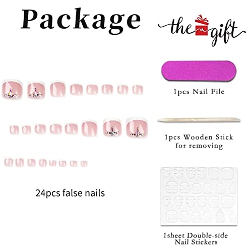 RUNRAYAY White Press On Toenail with Nail Rhinestones - Image 2