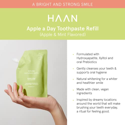 Haan Toothpaste | Refillable Oral Care Made With Vegan Ingredients & Teeth Whitening & Cavity Protection | Formula With Hydroxyapatite | Green Apple & Mint | Scent - Apple A Day - 5.07 Fl. Oz. #TOP1