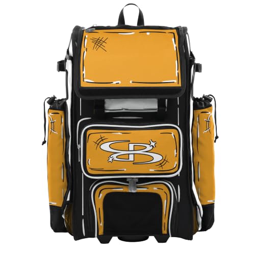 Boombah Catchers Superpack Hybrid Rolling Bat Bag Animate Gold/White/Black