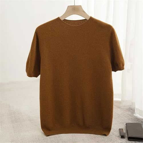 Men's Pure Wool Sweater Loose Knit Pullover Round Neck Casual Short Sleeves Minimalist Top3