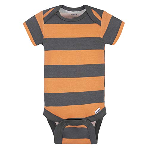 Grow By Gerber Baby Boys 5-Pack Short-Sleeve Onesies Bodysuits, Grey/Ivory/Orange, 12 Months #TOP4