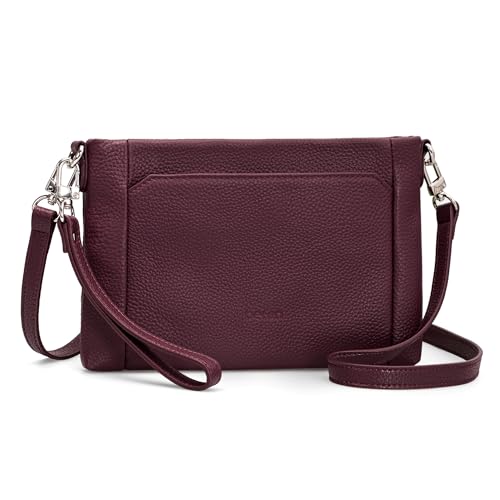befen Genuine leather Crossbody Bags for Women Burgundy Purse RFID