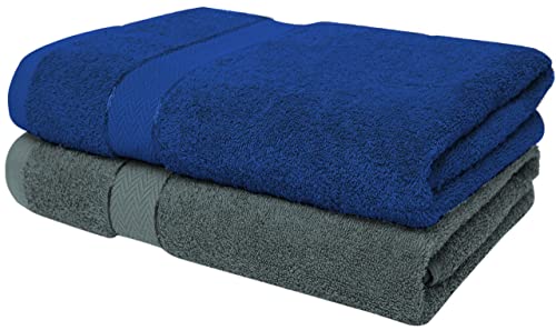 Image of Cloth Fusion 100% Cotton 500 GSM Towels for Bath Large Size Set of 2, Ultra Soft Bath Towel for Women and Men (55x27 inch, Grey-Blue)