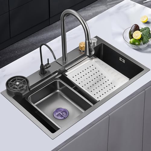 Fregadero de cocina gris profundo de 80x45 cm contra salpicaduras 2