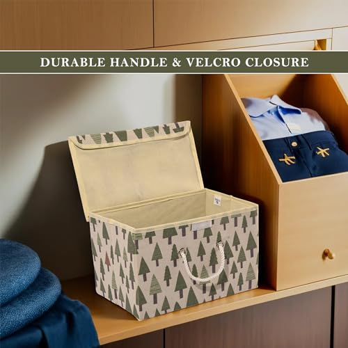 Image of Kuber Industries cotton Set of 2 Foldable Organisers for Clothes - Large Closet Organizer for Toys, Books, Blankets, Space Saver Utility Box. Cream