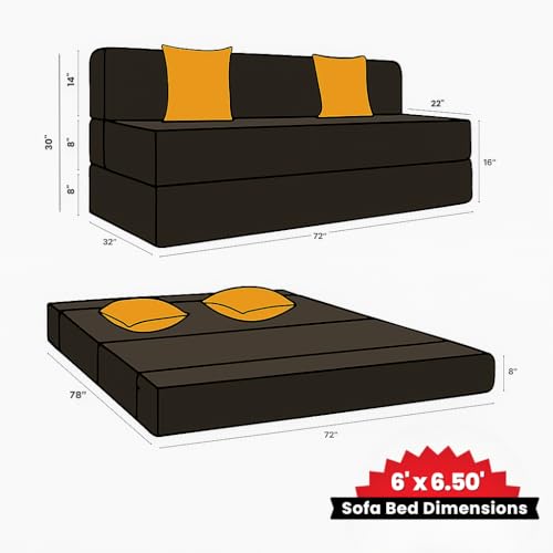 Image of CELLBELL Comfy Sofa Cum Bed 6x6.5 Feet | Foldable Dual Use Couch Bed with Soft Cushions, Washable Fabric Cover & Sturdy Frame | Space Saving Modern Design for Living Room, Bedroom & Guest Use (Grey)