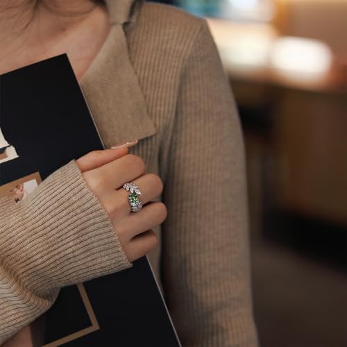 Green/Red/Clear Moissanite Ring Women 925 Sterling Silver 1 Carat Emerald Green Moissanite Promise Ring Anniversary Ring4