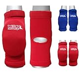 MRX Elbow Protector Arm Brace Pads Knee Support Compression Elbow Guard, Muay Thai, MMA, Kicboxing, Sparring Padded Sleeve Elbow Pads for Basketball Football Skating (Red S/M)
