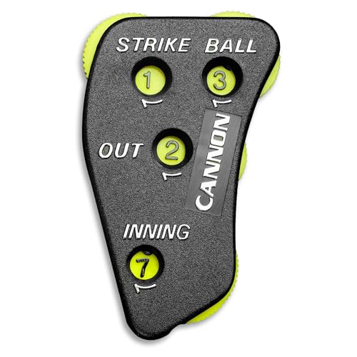 Cannon Sports 4 Wheel Umpire Indicator - Optic Yellow Dials for Counting Strikes Balls Outs Innings - Essential Softball Baseball Umpire Clicker (Black with Optic Yellow Dials 1 Pack)